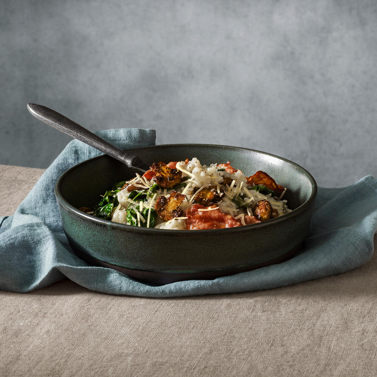 Krämig risotto med champinjoner, spenat och rökt skinka Hemmets Journal