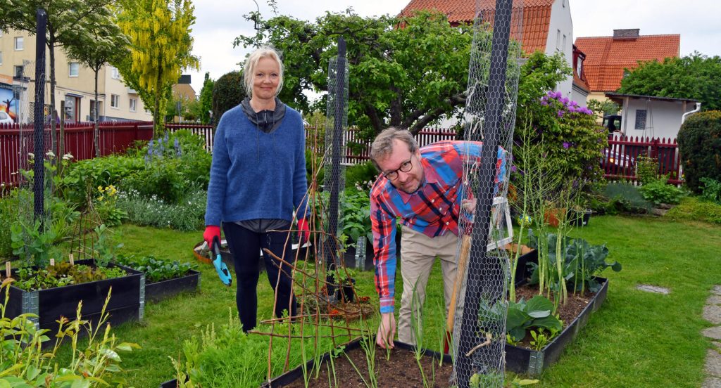 Delad glädje är dubbel glädje. Maria och Gustaf ser bara fördelar med att dela på trädgården.